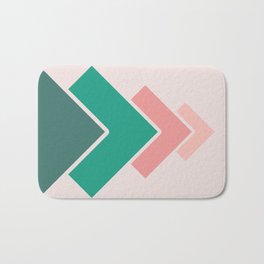 Retro Geometric Arrows Layered Squares- Pinks and Greens- Horizontal Bath Mat