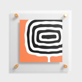 Abstract Geometric Rings 233 Orange and Black Floating Acrylic Print