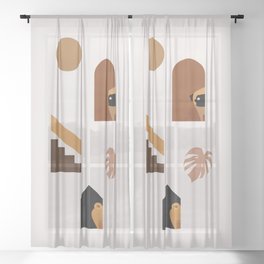 Hide and Seek Pug Abstract Sheer Curtain