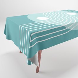 Geometric Lines and Shapes 23 in Teal Green Tablecloth