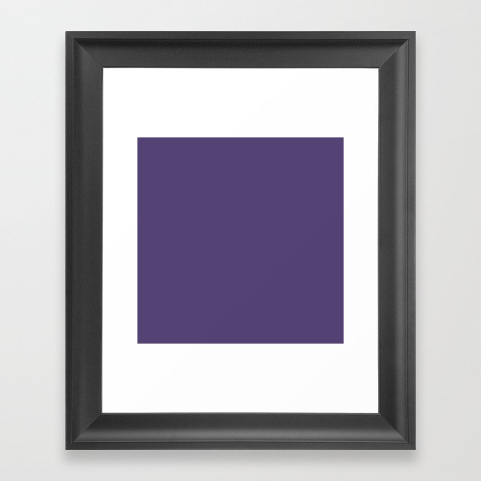 Gentian Violet dark purple solid color modern abstract pattern Framed Art Print
