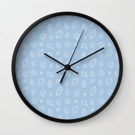 Pale Blue and White Gems Pattern Wall Clock