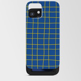Azure Blue Yellow Thin Square Grid Pattern 2 100% Commission Donated To IRC Read Bio iPhone Card Case