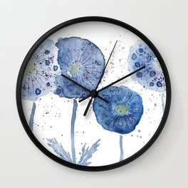 4 indigo abstract dandelion 2 Wall Clock