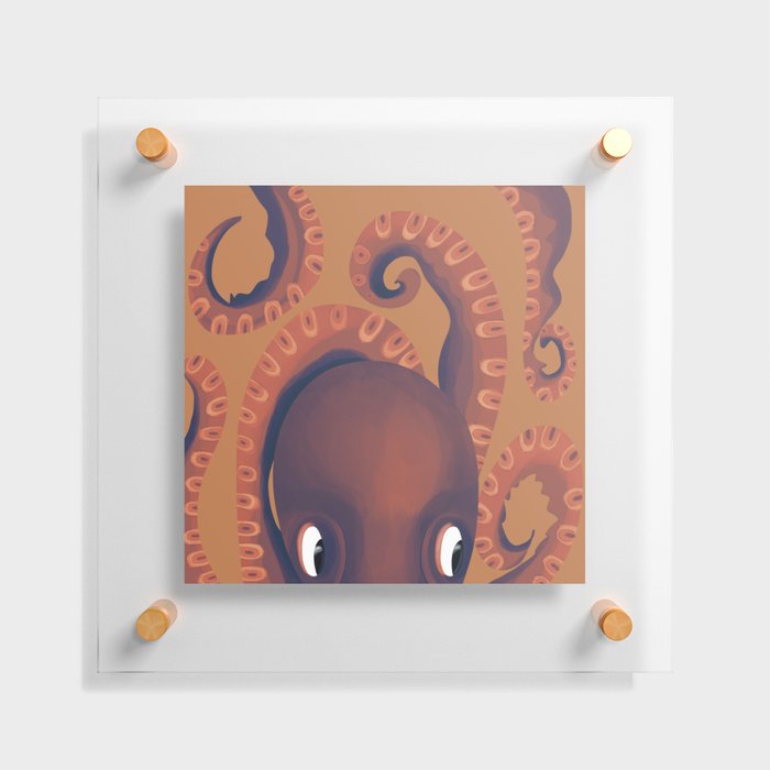 Peek-A-Boo Orange Octopus  Floating Acrylic Print