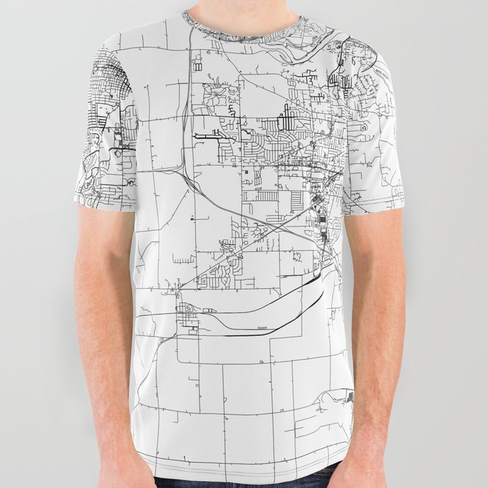 Cedar Rapids White Map All Over Graphic Tee