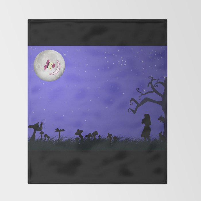 Alice In Wonderland Cheshire Cat In The Moonlight Throw Blanket By