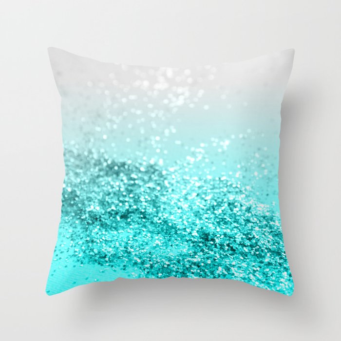 Silver Gray Aqua Teal Ocean Glitter 1 shiny decor art