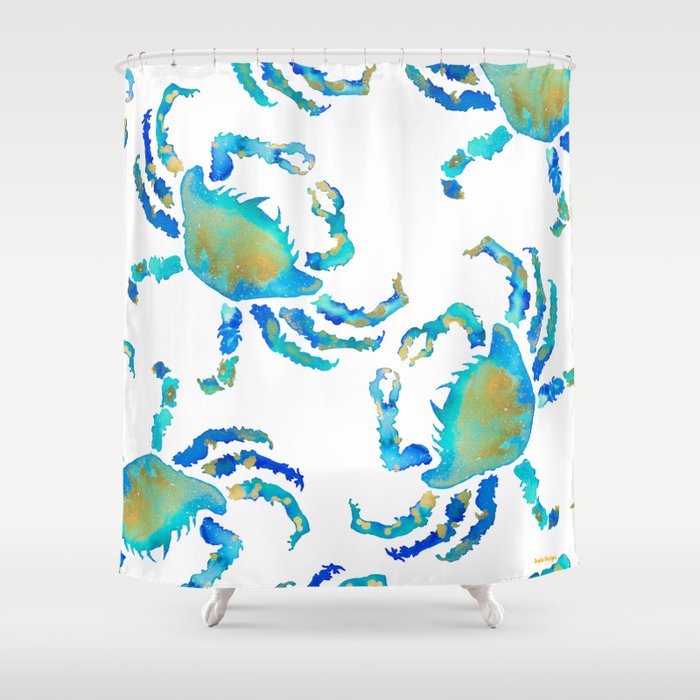 Craggy Blue Crab Shower Curtain