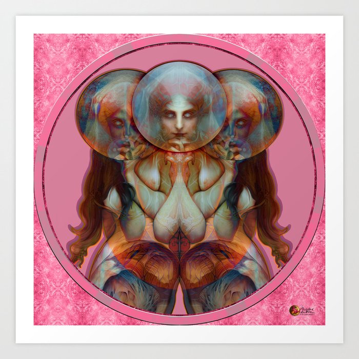 The Pink Chimera Art Print | Collage, Digital, Marcanton, Kiki, Collage, Chimera, Myth, Fable, Pink, Orange