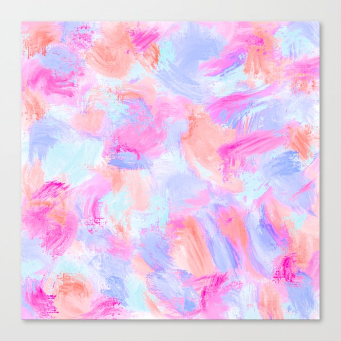 Modern Girly Pink Coral Purple Abstract Paint Canvas Print by La Femme