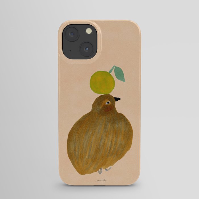 Fat Round Bird and Orange - Brown and Pink iPhone Case