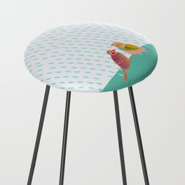 Birds Watching the Rain - Pink and Emerald Counter Stool