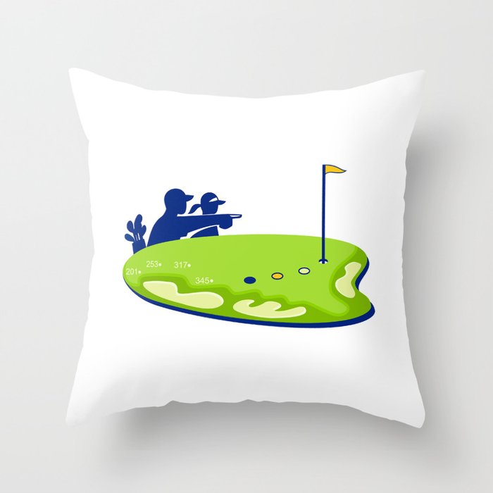 Golfer Caddie Golf Course Retro Throw Pillow