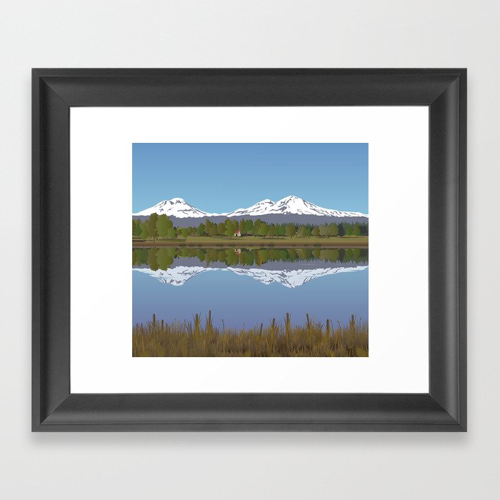 Three Sisters Mountains Framed Art Print