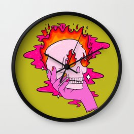 Skull on Fire Wall Clock