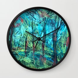 Dark Mode Collection Wall Clock | Clipboard, Acrylic, Ink, Blue, Digital, Landscape, Originalart, Weird, Abstract, Office 