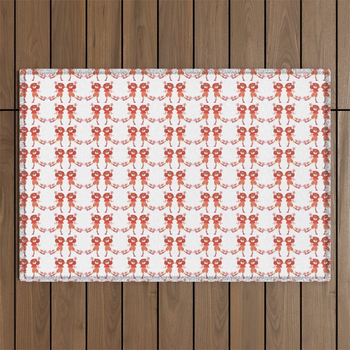 Dancing in the Sun - red, white, medium Outdoor Rug