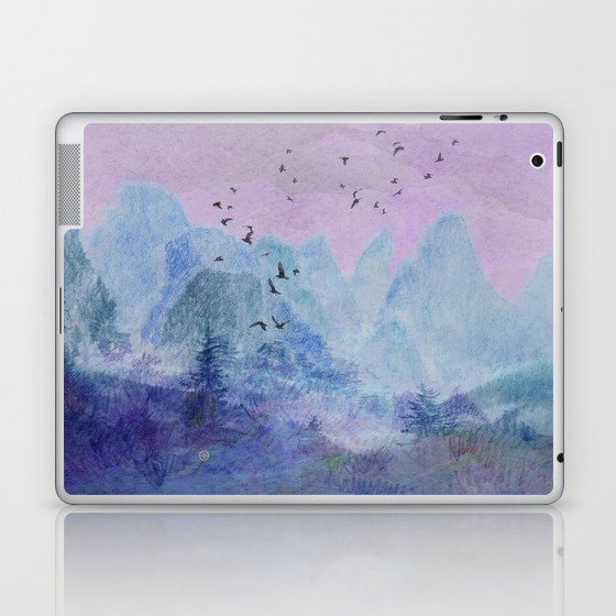 Pink Sunset Mountainscape  Laptop & iPad Skin
