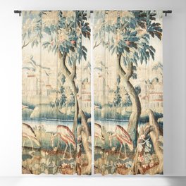Antique 18th Century French Chateau Bird Garden Verdure Tapestry Blackout Curtain