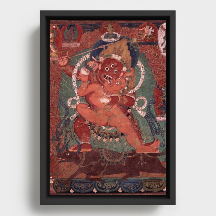 Yamari Rakta Buddhist Deity Virupa Lineage 5 Deity 1700s Framed Canvas