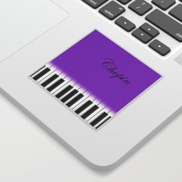 Violet, twisted Chopin name and piano keyboard Sticker