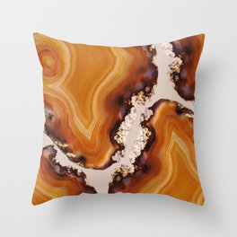 Orange Brown Agate Pattern #1 #gem #decor #art #society6 Throw Pillow