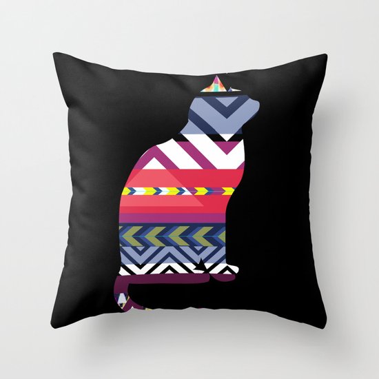 Tribal Feline Throw Pillow