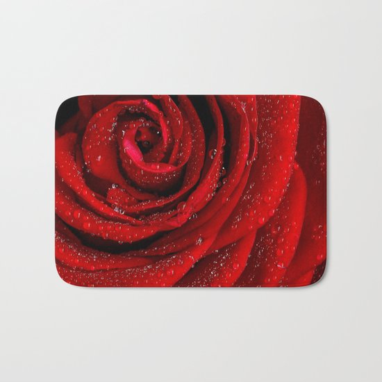 Red rose with sparkling droplets- Beautiful elegant Roses Bath Mat
