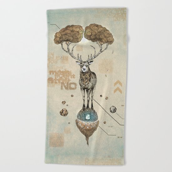 Asteroid Brain Diagnostics // (metaphysical deer) Beach Towel