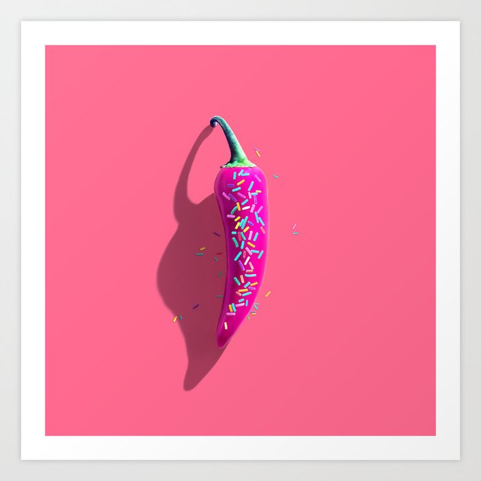 Sugar and Spice (Pink Chilli Donut) Art Print