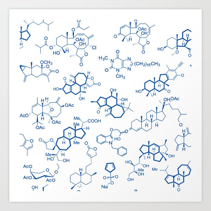 Blue Molecules Art Print