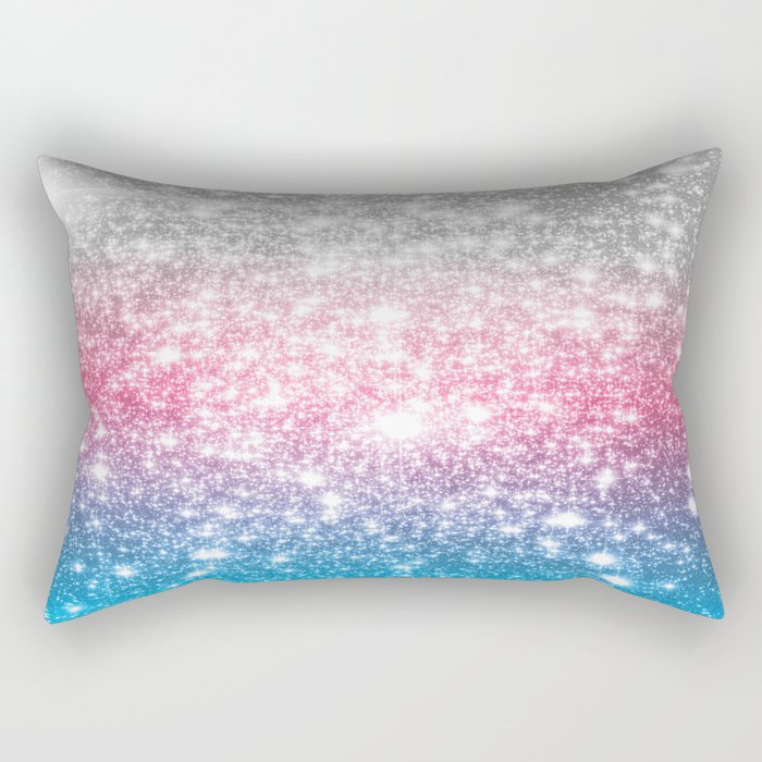 Galaxy Sparkle Stars Cotton Candy Rectangular Pillow By