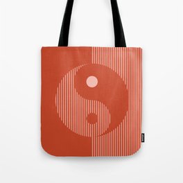 Geometric Lines Ying and Yang V in Rust Rosegold Tote Bag