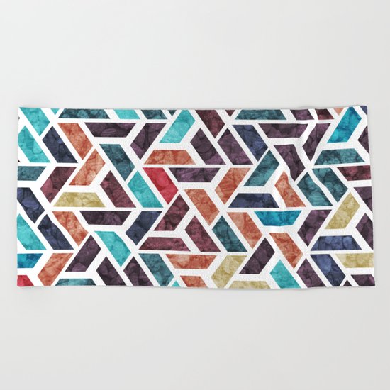 Seamless Colorful Geometric Pattern XVI Beach Towel
