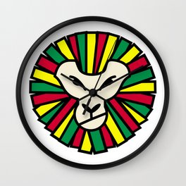 Lion Rastafari Wall Clock | Animal, Reggae, Flag, Cartoonlion, Africa, Rastafarian, Yellow, Coloredmane, Digital, Children 