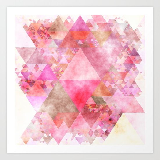 Pink triangles - Abstract elegant watercolor pattern Art Print