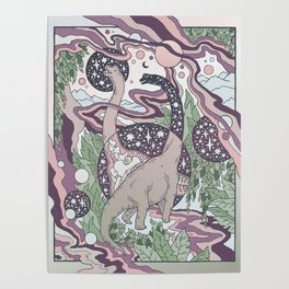 Jurassic Portal | Purple Haze Palette | Dinosaur Science Fiction Art Poster