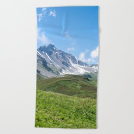 French alps summer mountain art print - green and blue landscape - nature and travel photography Beach Towel