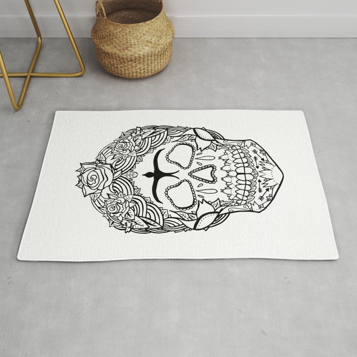 Frida Kahlo Sugar Skull Black And White Rug By Raesmith Society6