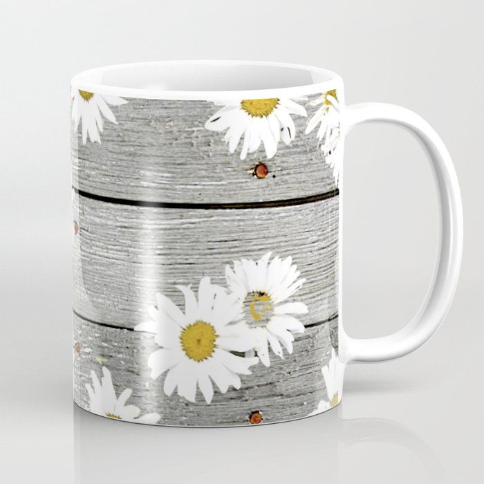 Daisies Scattered on a Wooden Floor Coffee Mug