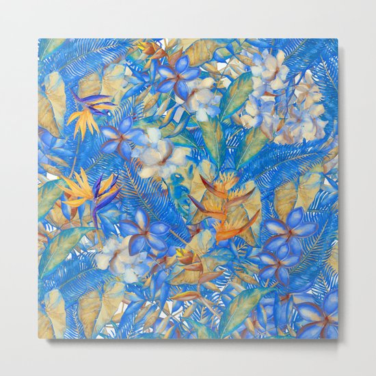 My Blue Aloha Tropical Flower Hibiscus Garden on #Society6 Metal Print