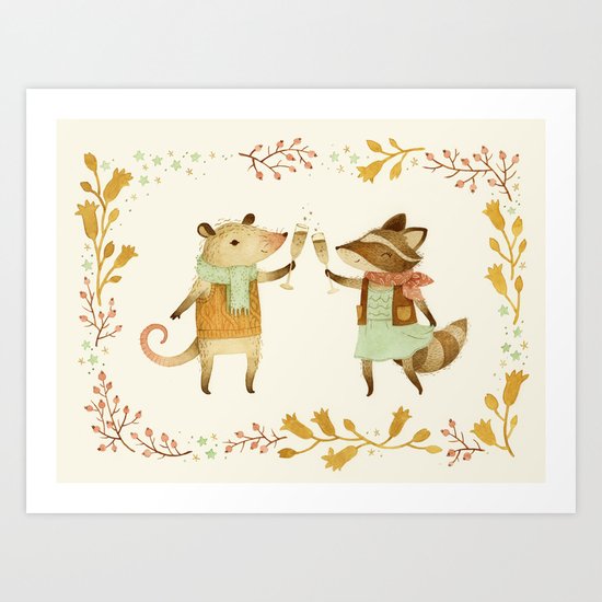 Cheers! From Pinknose the Opossum & Riley the Raccoon Art Print