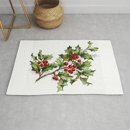 Holly Berries 20171001 by JAMFoto Rug | Digital, Plant, Christmas, Vintage, Jamfoto, Ilex, Nature, Berries, Redberries, Symbol 
