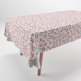 Pink, green and blue hearts and shapes design Tablecloth