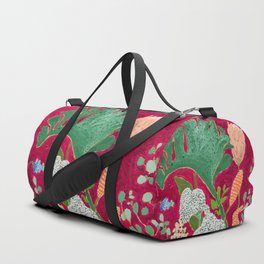 Fuchsia Pink Floral Jungle Painting Duffle Bag