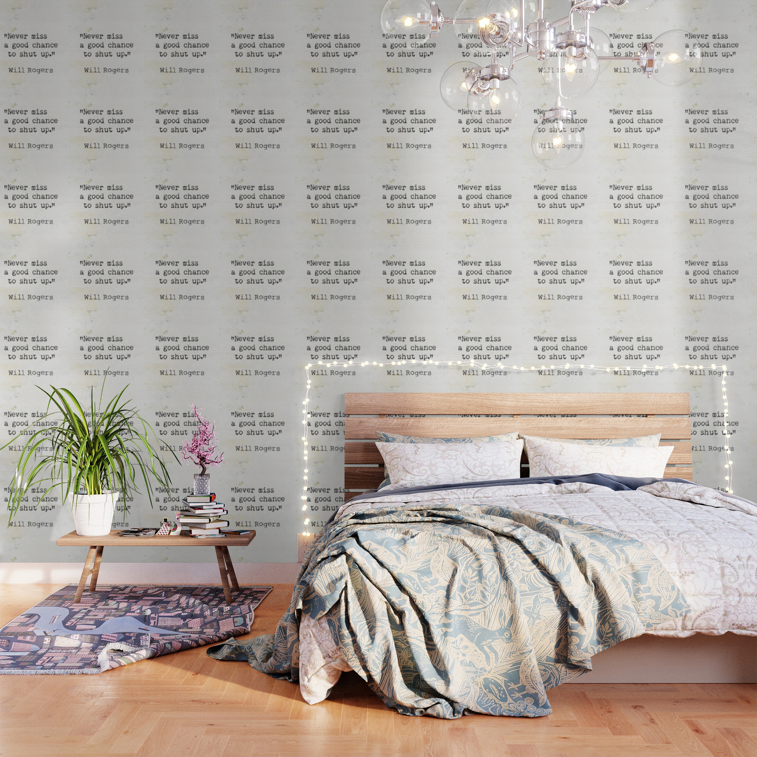 Never miss a good chance to shut up. Will Rogers quote-collage Wallpaper by  epic paper | Society6