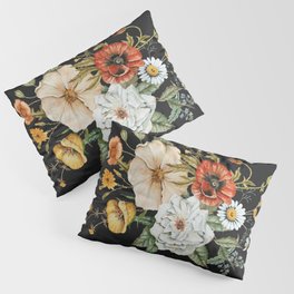 Wildflower Bouquet on Charcoal Pillow Sham