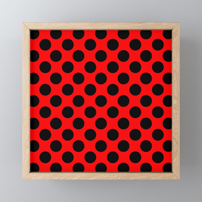 Purely Red - polka 3 Framed Mini Art Print