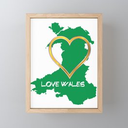 Love Wales Map Silhouette Heart Framed Mini Art Print